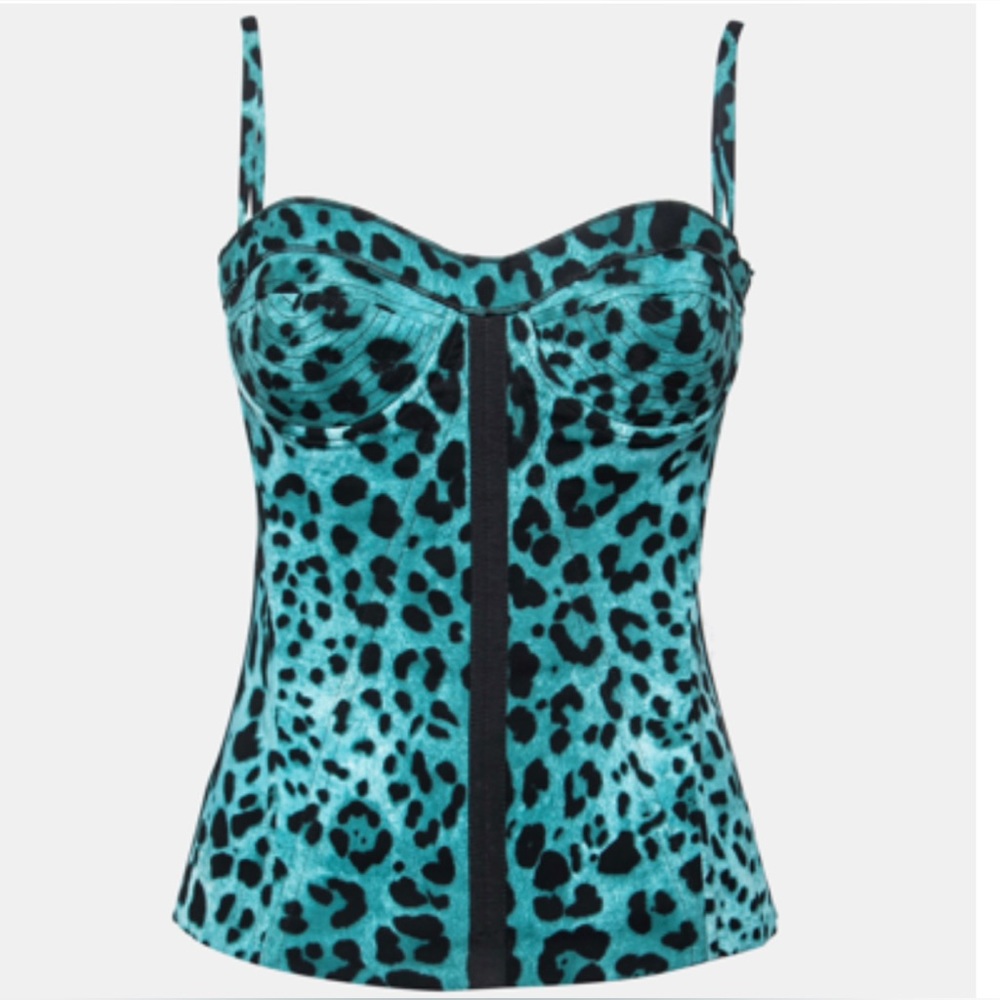 Dolce & Gabbana Turquoise Leopard Corset